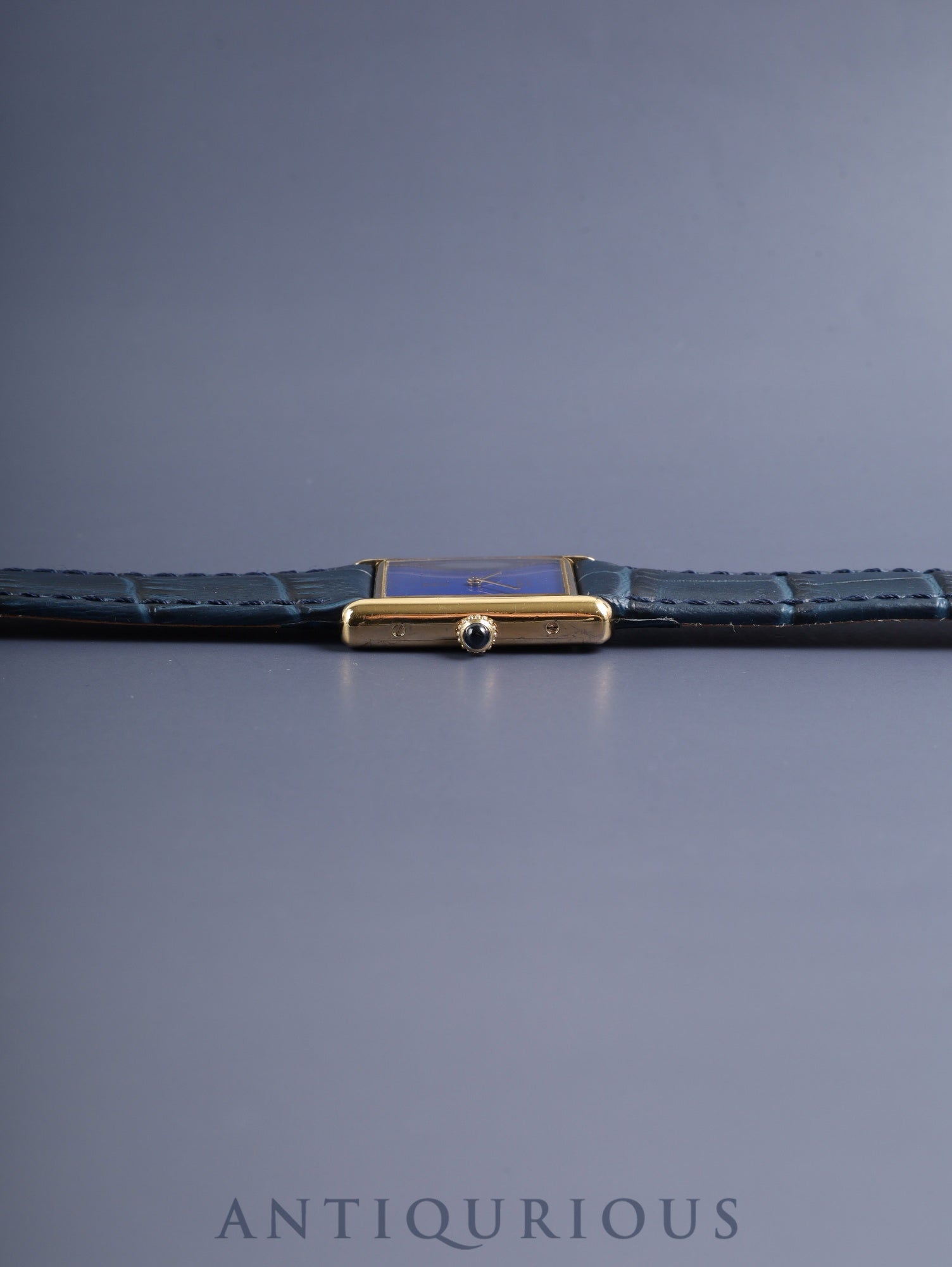 Cartier Must Tank LM Hand-wound Cal.78-1 SV925 Leather Genuine Pin Buckle (GP) Lapis Lazuli Dial (SWISS MADE) Complete service performed at Cartier boutique