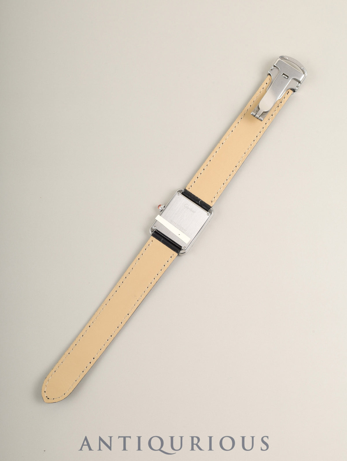 カルティエ タンクソロ SM W1019455/2716 クォーツ Cal.157 SS 革 純正Dバックル（SS）オレンジ文字盤（SWISS MADE表記 / 2006年限定） 箱 冊子 保証書（2006年） オーバーホール済み