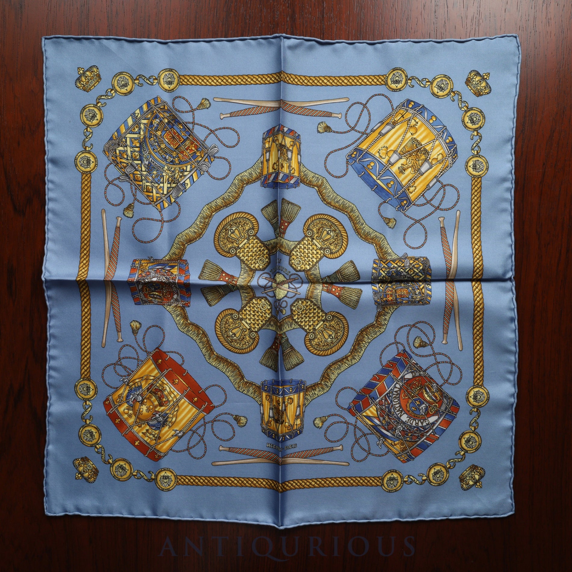 Hermès Scarf Carré 45 Tambour Drum 100% Silk
