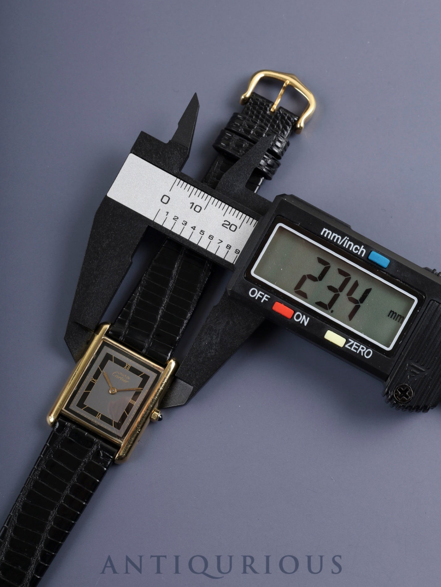 カルティエ マストタンク LM 6 81006 クォーツ Cal.81 SV925 革 純正尾錠（GP) グレー飛びローマン文字盤 オーバーホール済み