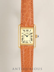 Cartier Must Tank MM 2415 Quartz Cal.057 SV925 Leather Genuine Deployant Buckle (GP) Ivory Roman Dial (SWISS MADE) Box Manual Warranty (2004) Overhauled