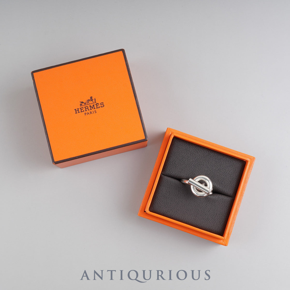 Hermes Croisette Ring, Sterling Silver, #55, Size 14.5, Box, 23 Years Engraved