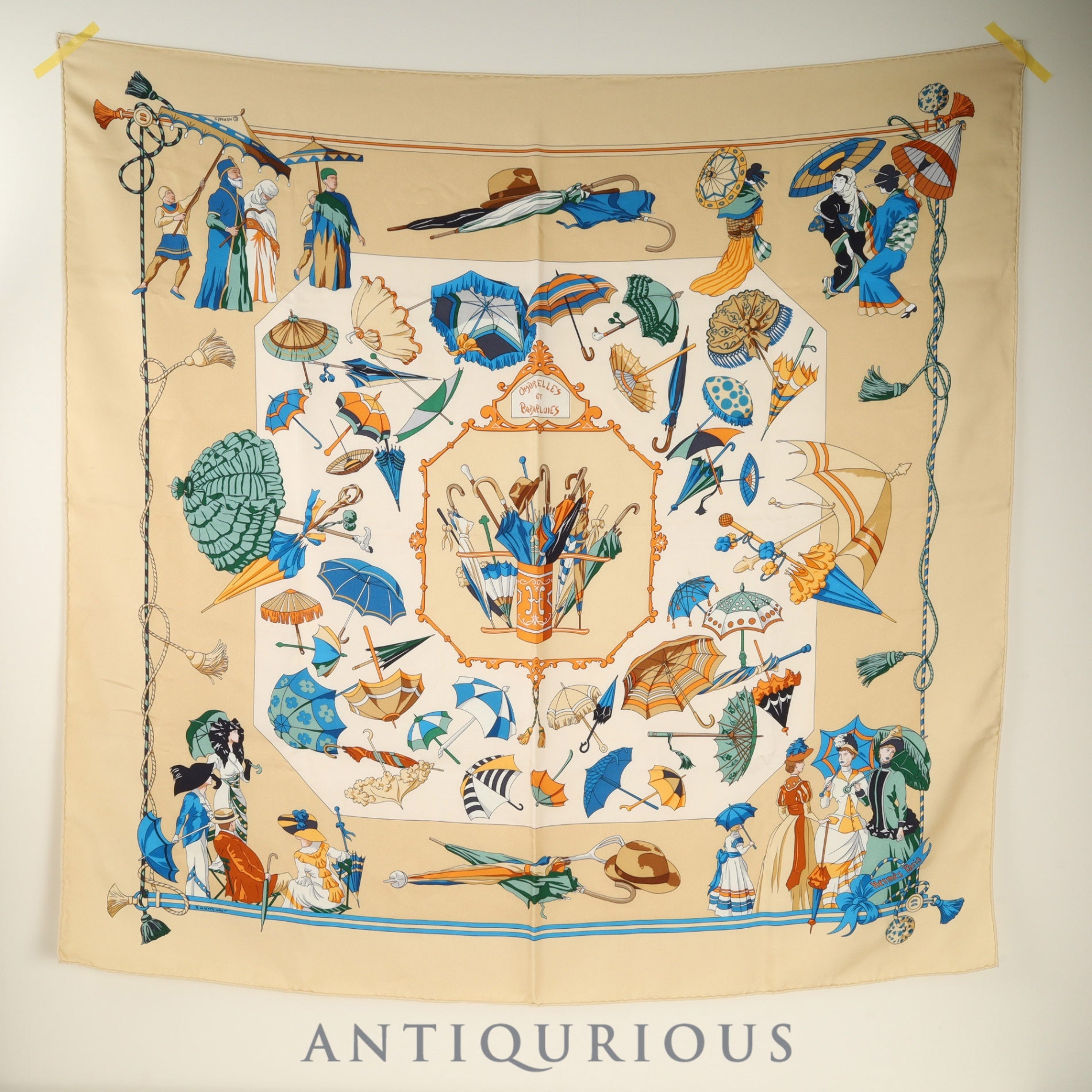 Hermes Scarf Carre 90 OMBRELLES ET PARAPLUIES Parasol and rain umbrella 100% SILK