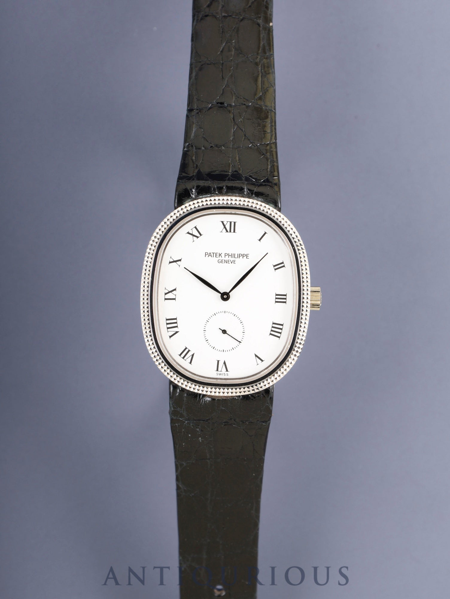 Patek Philippe Golden Ellipse 3989 Manual winding Cal.215 750WG Original leather strap Original pin buckle (750WG) White Roman dial Box Overhauled