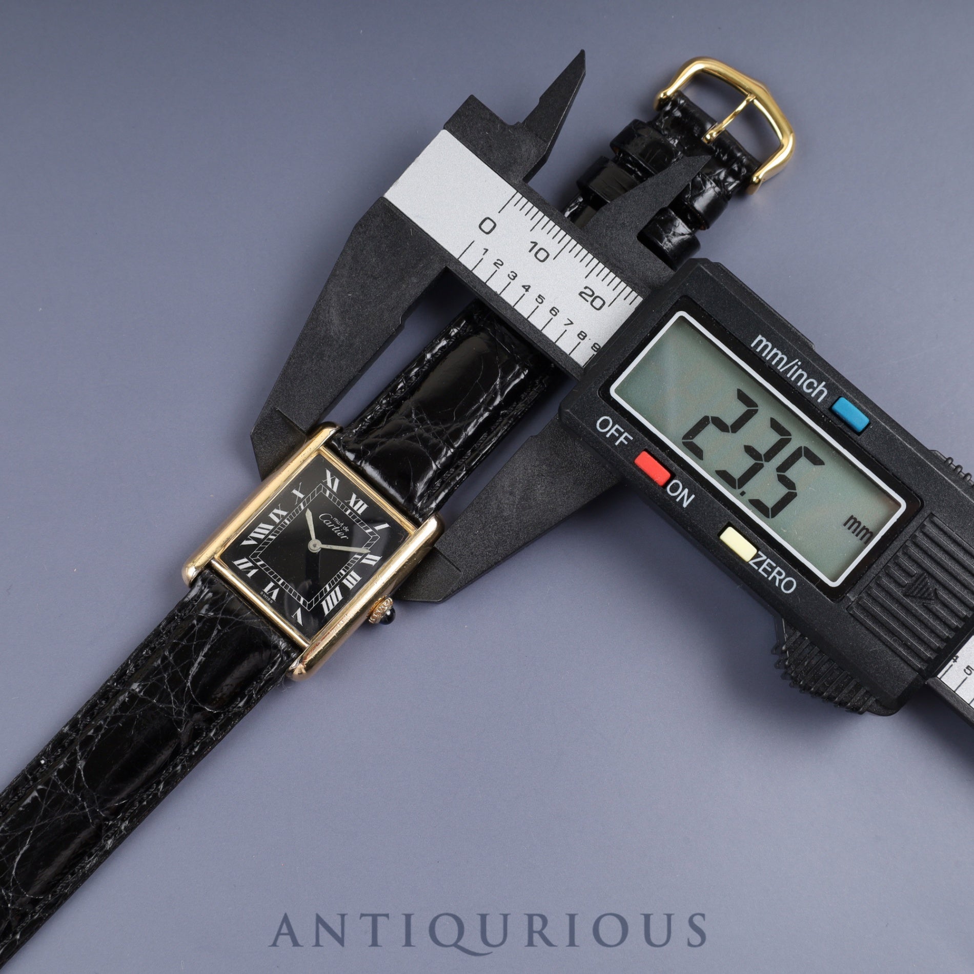 カルティエ マストタンク LM 手巻き Cal.78-1 SV925 革 純正尾錠（GP）ブラックローマン文字盤 オーバーホール済み