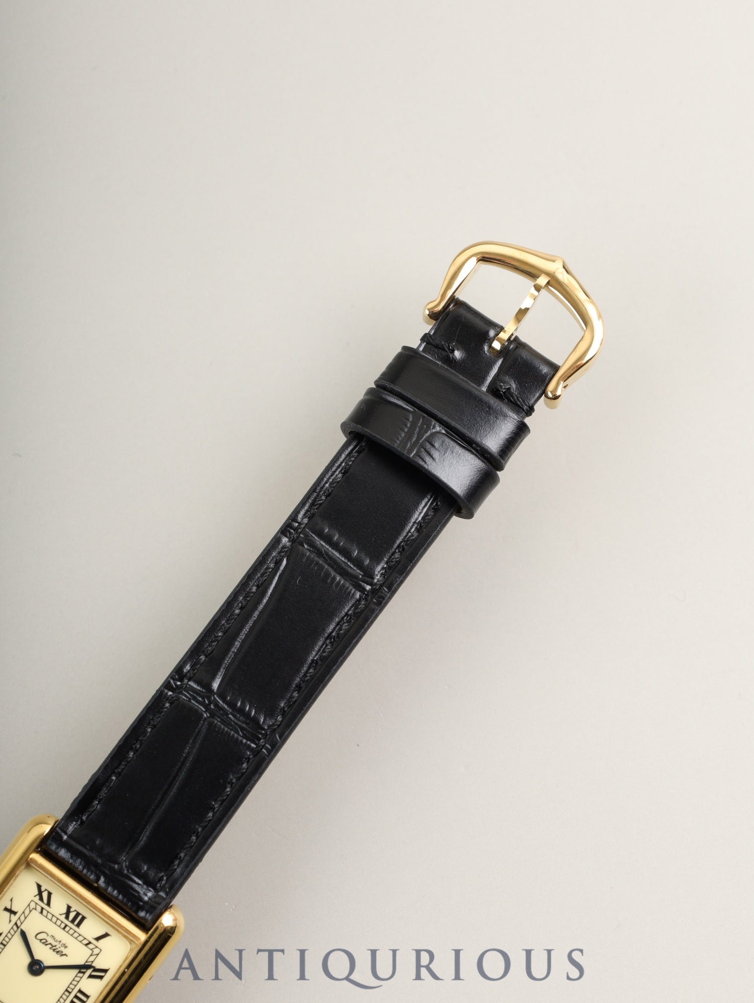 Cartier Must Tank SM W1003153 / 1613 Quartz Caliber 057 SV925 Leather Strap with Genuine GP Buckle Ivory Roman Dial (SWISS Marking) Circa 1982-1995 Overhauled