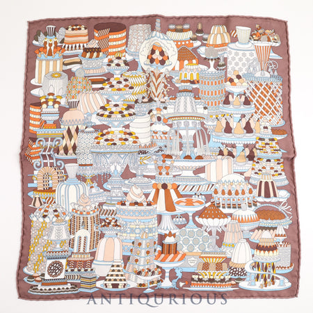 Hermes Scarf Carre 45 LA PATISSERIE FRANCAISE Patisserie Francaise 100% SILK