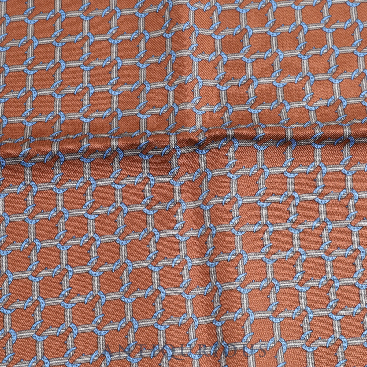 Hermes Scarf Carre 45 Brown Horseshoe SILK 100%