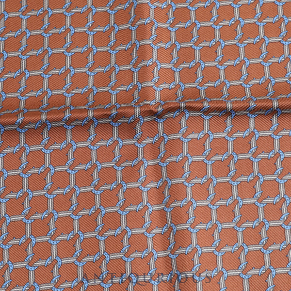 エルメス スカーフ カレ45 ブラウン ホースシュー SILK 100%