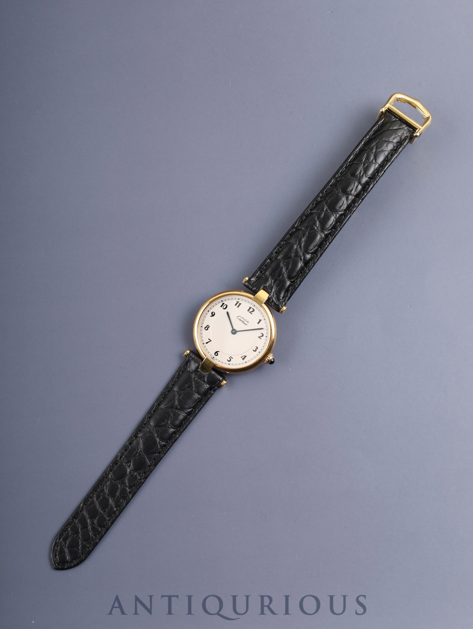 Cartier Must Vendome VLC LM 590003 Quartz Cal.690 SV925 Leather Genuine D-buckle (GP) Arabic dial (SWISS表記) Overhauled