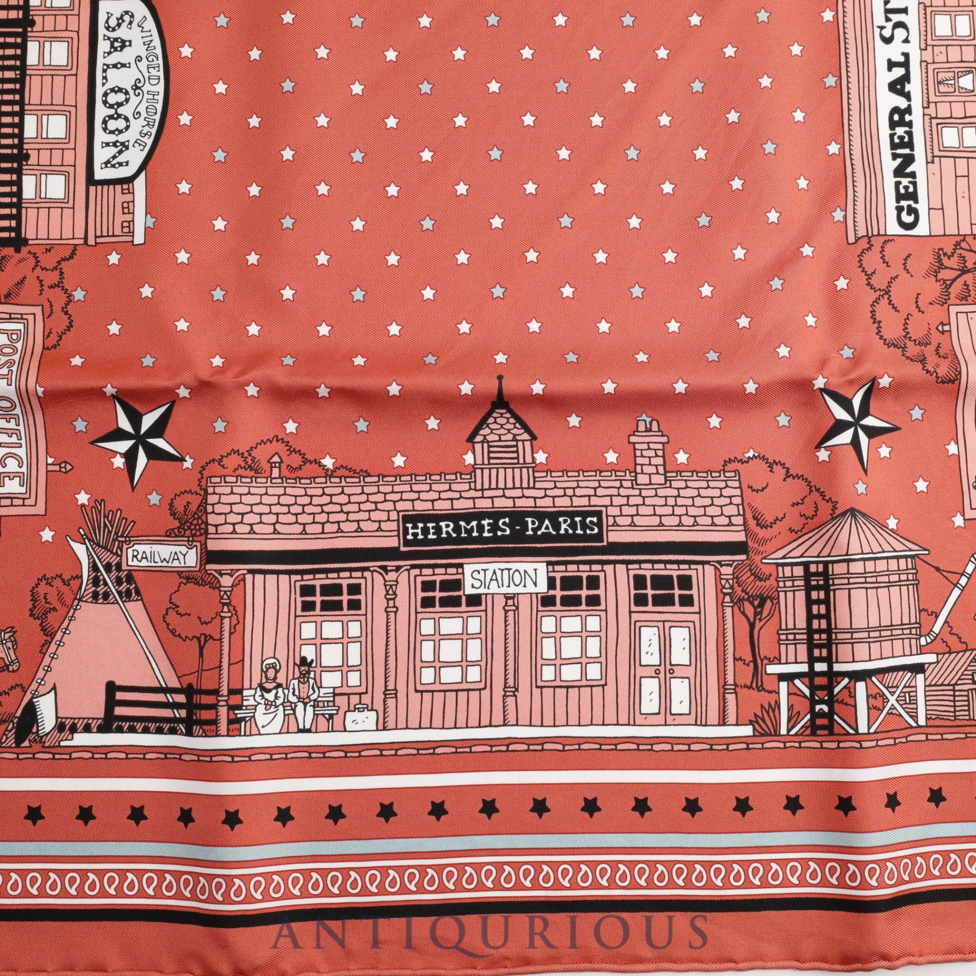 HERMES エルメス スカーフ CARRES55 カレ55 Hermes Paris Station Bandana SILK100% 箱