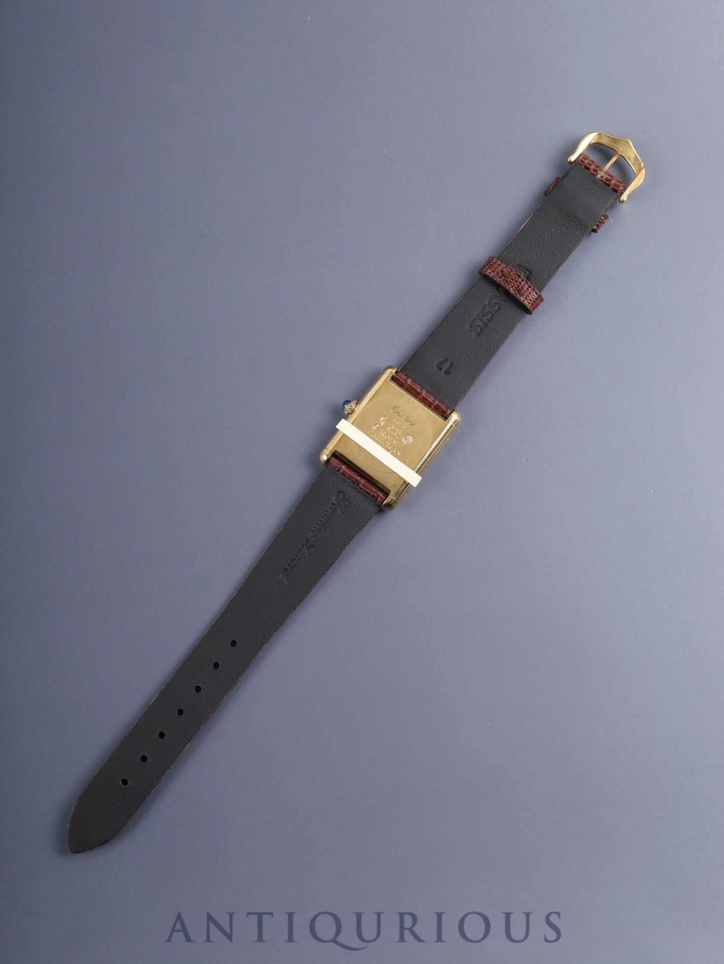 カルティエ マストタンク LM 手巻き Cal.78-1 SV925 革 純正ピンバックル（GP）ガーネットダイアル ボルドー文字盤（SWISS表記） 箱 オーバーホール済み