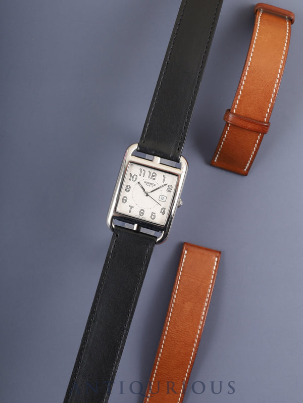 Hermès Cape Cod CC2.710 Quartz Caliber - Stainless Steel Leather Strap with Genuine Stainless Steel Buckle, Silver Dial, Genuine Leather Strap (Slightly Used, Holes Applied), Overhauled