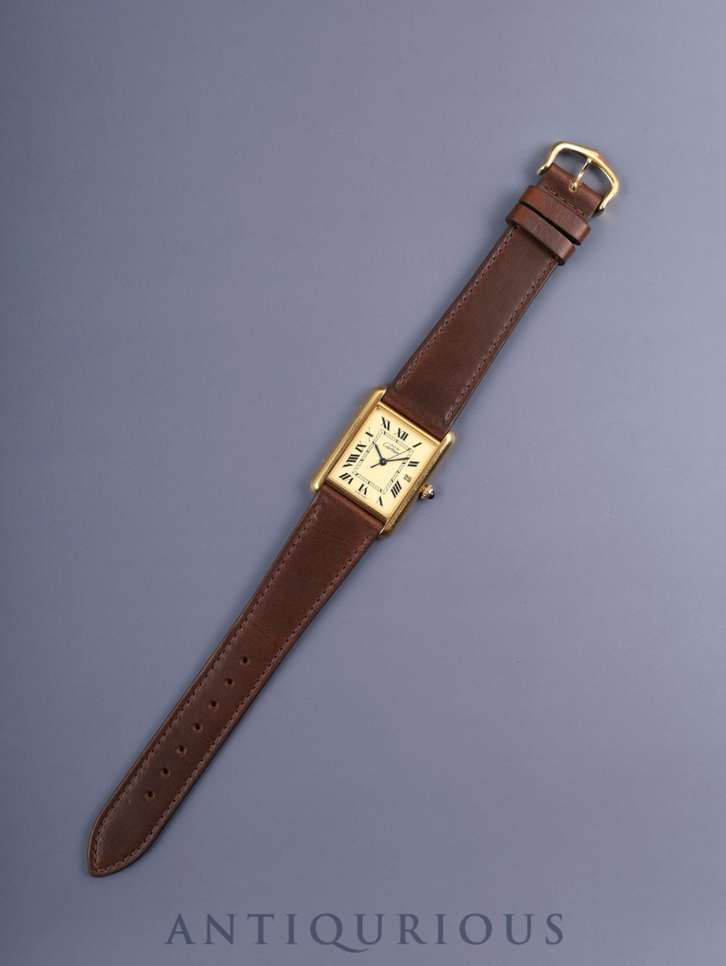 カルティエ マストタンク GM（XL） 2413 クォーツ Cal.687 SV925 革 純正Dバックル（GP） アイボリーローマン文字盤  箱 保証書（2005年） オーバーホール済み