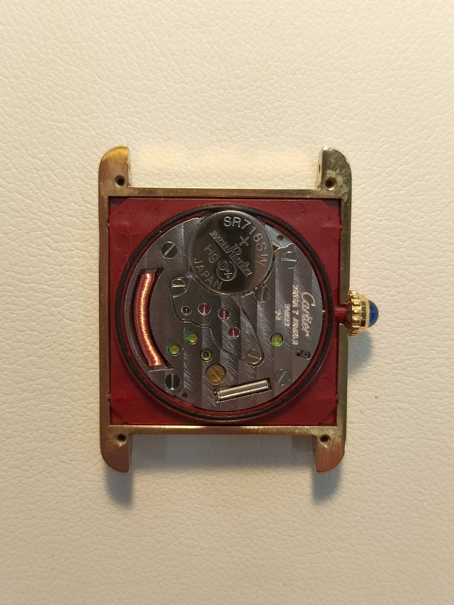 カルティエ マストタンク LM 590005 クォーツ Cal.90 SV925 革 純正ピンバックル（GP）アイボリーローマン文字盤（SWISS表記） オーバーホール済み