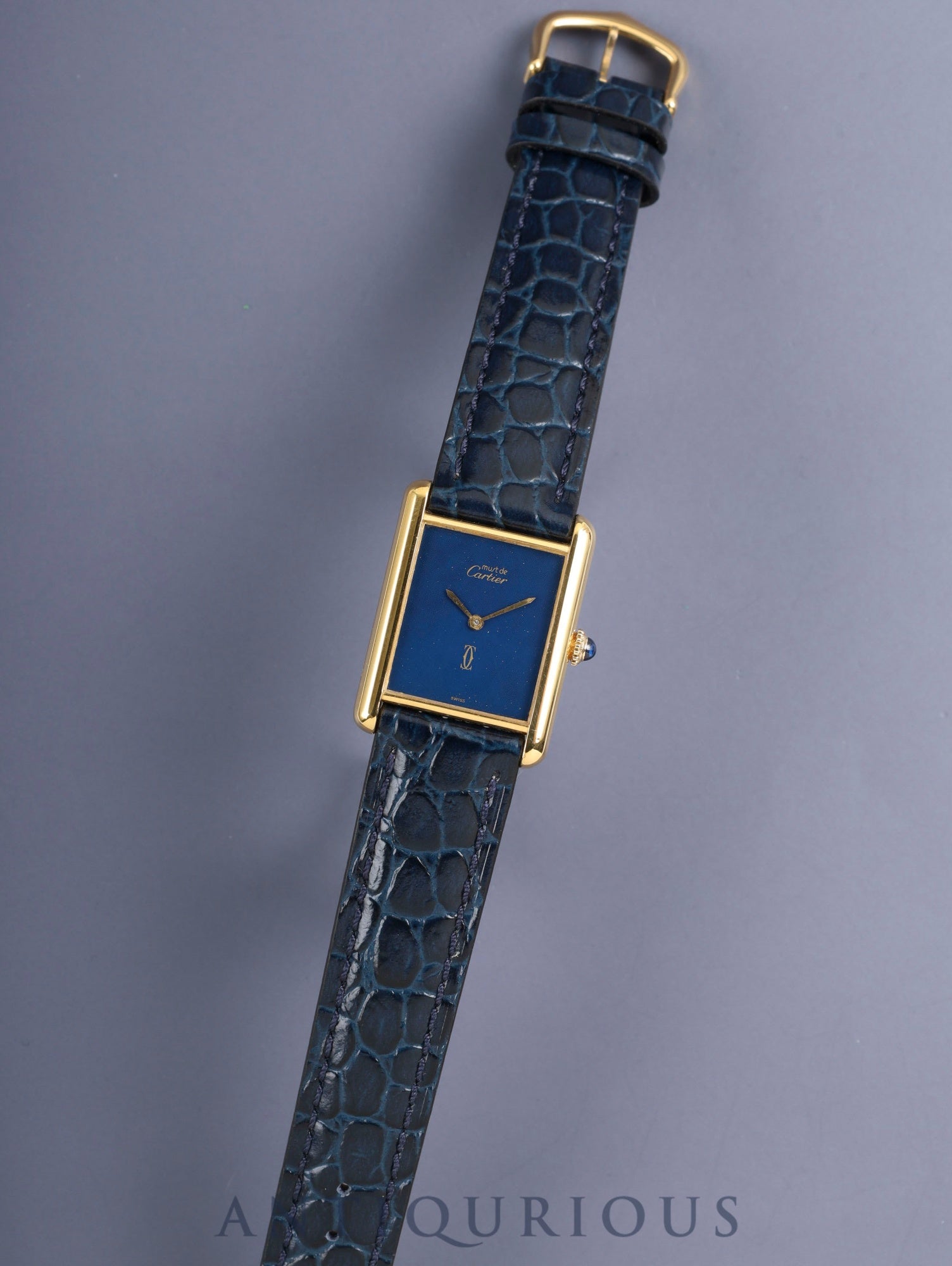 カルティエ マストタンク LM 手巻き Cal.78-1 SV925 革 純正ピンバックル（GP）ラピスラズリ文字盤（SWISS表記 ）オーバーホール済み 新品仕上げ済み