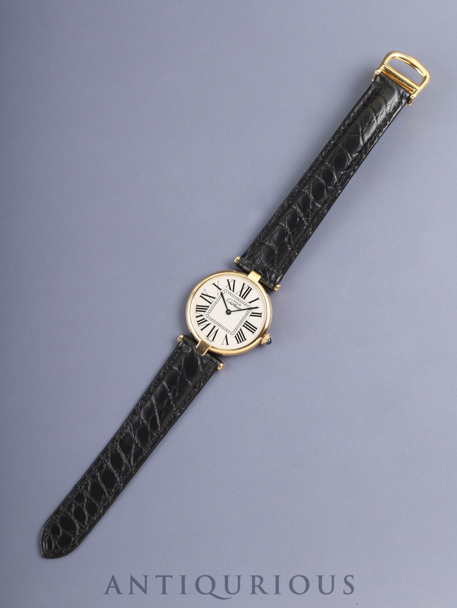 Cartier Must Vendome VLC LM W1005454 / 590003 Quartz Cal.90 SV925 Leather Genuine Deployant Buckle (GP) Opaline Dial (SWISS) Overhauled