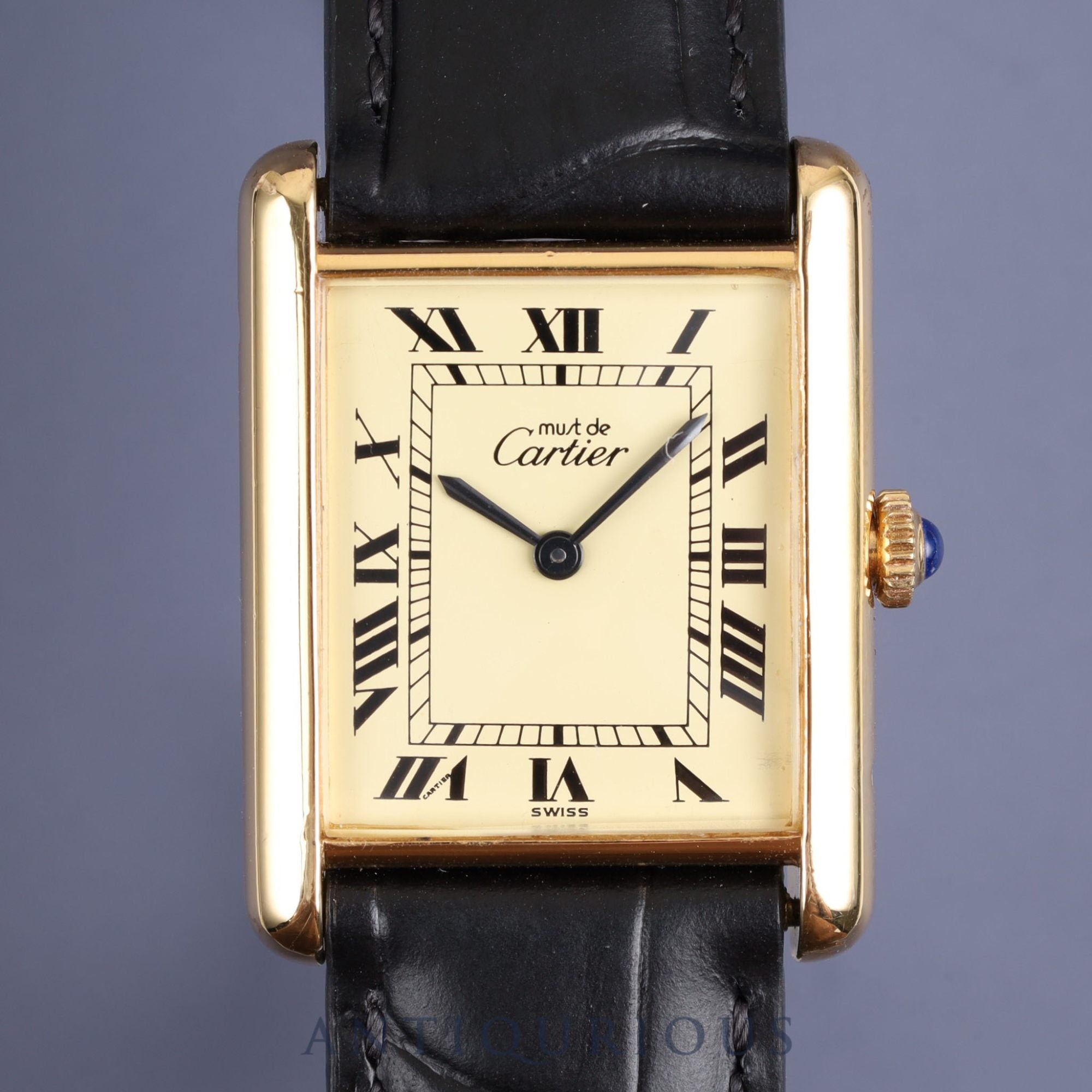 CARTIER カルティエ MUST TANK LM マストタンク LM 手巻き Cal.78-1 SV925 純正革ベルト 純正Dバックル（GP）アイボリーローマン文字盤 1976年頃～1980年代初期 オーバーホール済み