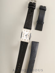Tiffany East West Mini 36668636 Quartz SS Leather Original Pin Buckle (SS) Silver Arabic Dial (SWISS MADE) With Original Leather Strap Overhauled