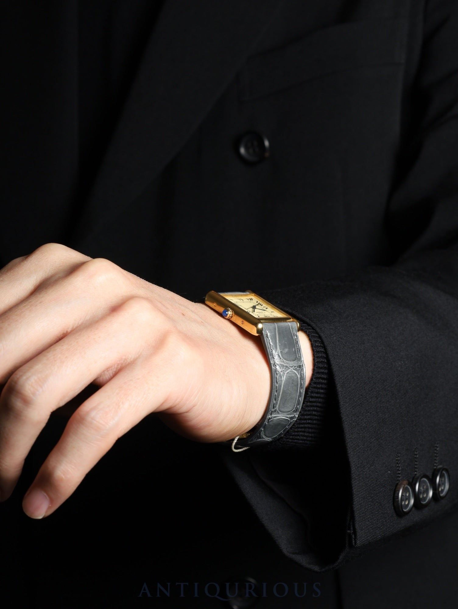 カルティエ マストタンク GM（XL） W1017454 / 2413 クォーツ Cal.687 SV925 純正革ベルト 純正Dバックル（GP）アイボリーローマン文字盤（SWISS MADE表記） 箱 冊子 保証書 （2004年） オーバーホール済み