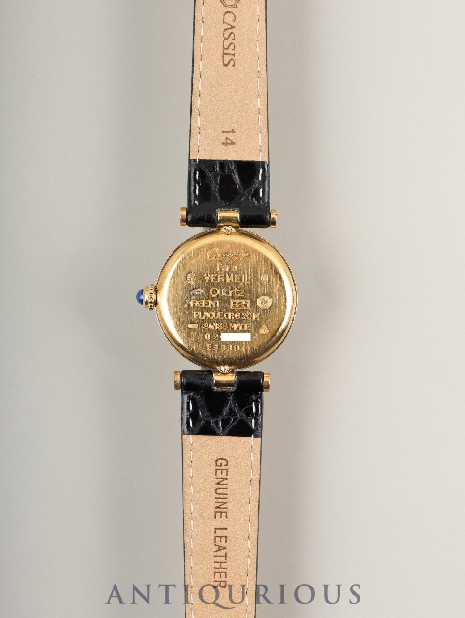 カルティエ マスト ヴァンドーム VLC SM 590004 クォーツ Cal.690 SV925 革 純正尾錠（GP）アイボリーローマン文字盤 オーバーホール済み