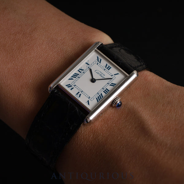 カルティエ マストタンク LM 690006 クォーツ SV925 純正革ベルト 純正尾錠（SS） ホワイトローマン文字盤 箱 オーバーホール済み