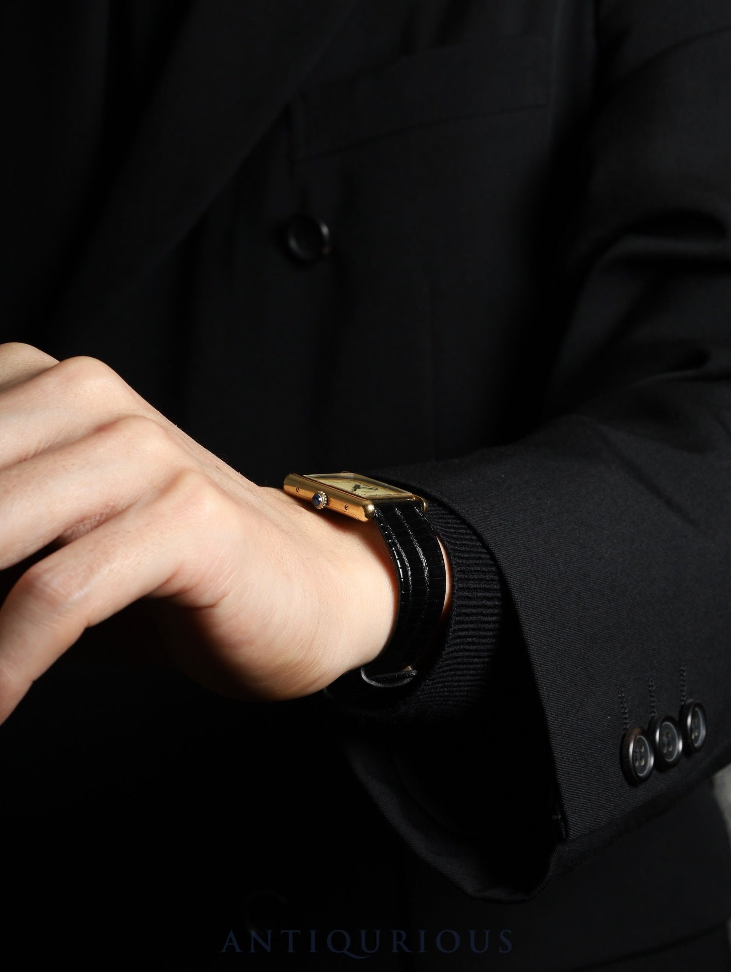 カルティエ マストタンク LM 手巻き Cal.78-1 SV925 革 純正尾錠（GP） アイボリーローマン文字盤（SWISS表記）オーバーホール済み