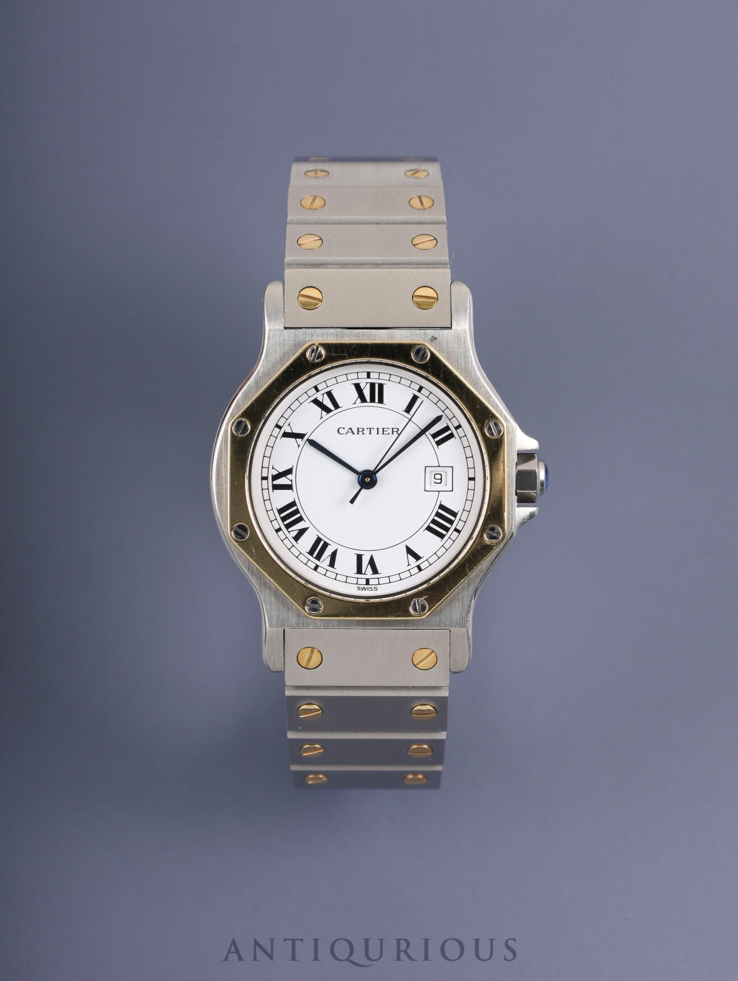 カルティエ サントス オクタゴン LM 2966 自動巻き Cal.077 SS/YG SS/YG ホワイトローマン文字盤 冊子 オーバーホール済み