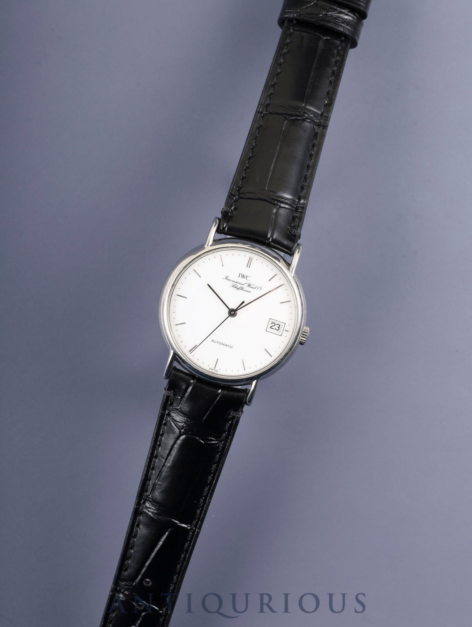 IWC Portofino IW351318 Automatic Caliber C37521 Stainless Steel Leather Strap with Genuine Stainless Steel Buckle, White Dial, Overhauled