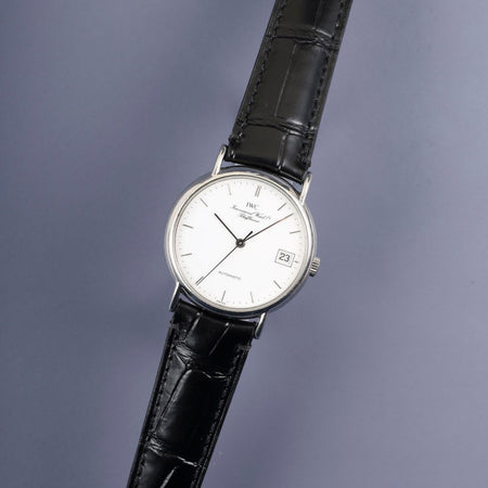 IWC Portofino IW351318 Automatic Caliber C37521 Stainless Steel Leather Strap with Genuine Stainless Steel Buckle, White Dial, Overhauled