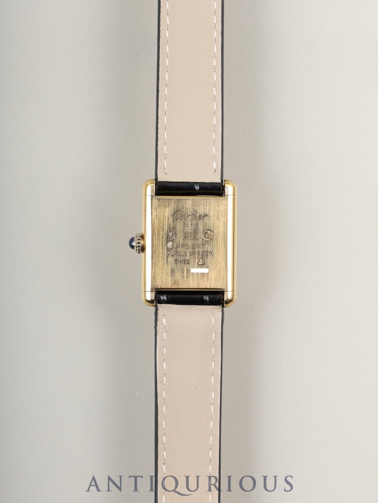 カルティエ マストタンク SM 手巻き Cal.78-1 SV925 革 純正尾錠（GP） アイボリー文字盤（SWISS MADE表記） カルティエブティックにてアフターサービス済み オーバーホール済み
