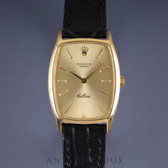 Rolex Cellini 3807 Manual Winding Caliber 1600 750 Leather Strap with Genuine Buckle (GP) Gold Dial 38 Series (1973) Overhauled