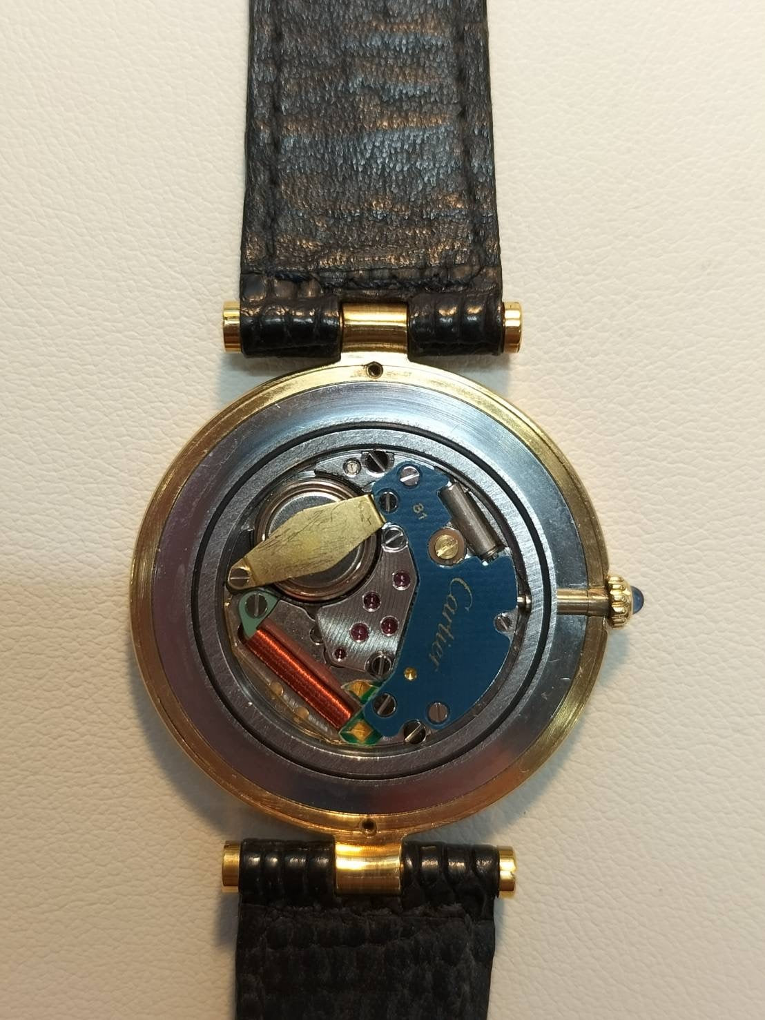 Cartier Must Vendome VLC LM 17 Quartz Cal.81 SV925 Leather Original Pin Buckle (GP) Lapis Lazuli Dial (SWISS) Overhauled