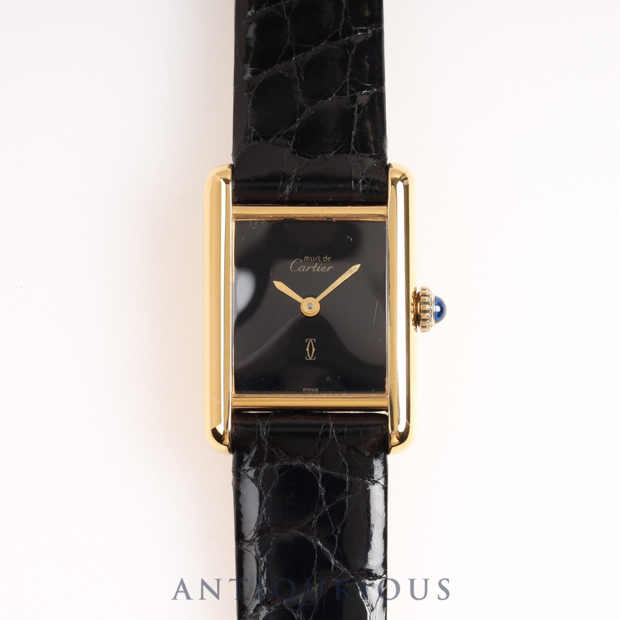 Cartier Must Tank SM Manual Winding Black Onyx Dial