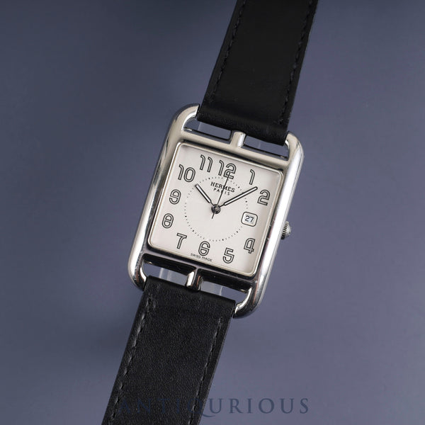 Hermes Cape Cod CC2.710 Quartz SS Leather Genuine Buckle (SS) Silver Arabic Dial Genuine Replacement Strap (A Stamp: 2017) Overhauled
