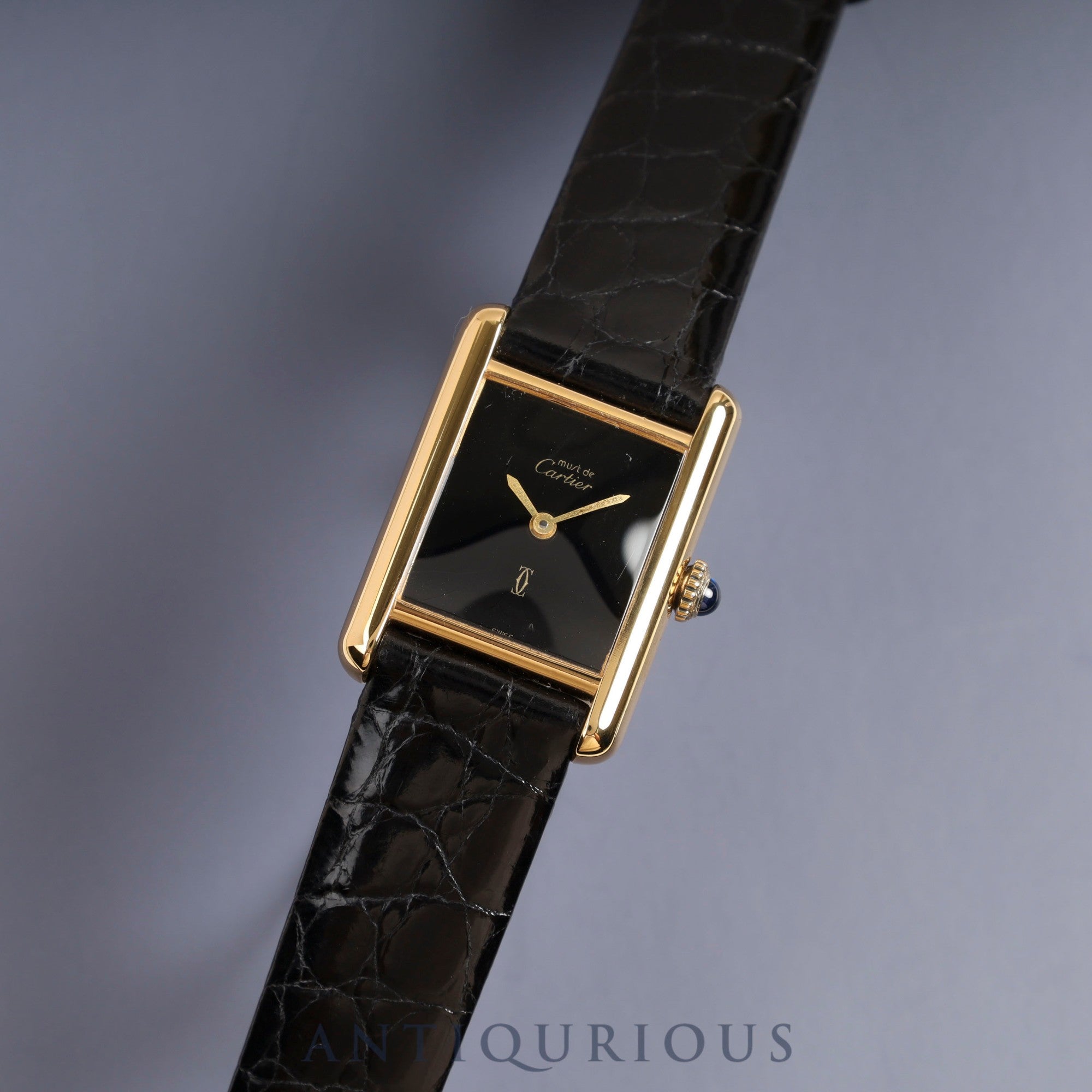 Cartier Must Tank SM Manual Winding Black Onyx Dial