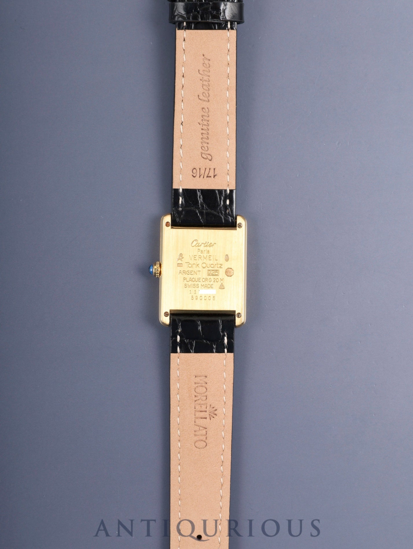 Cartier Must Tank LM W1002753 / 590005 Quartz Cal.90 SV925 Leather Genuine Pin Buckle (GP) Ivory Roman Dial (SWISS marking) Box, Booklets, Guarantee (undated), Overhauled, Polished