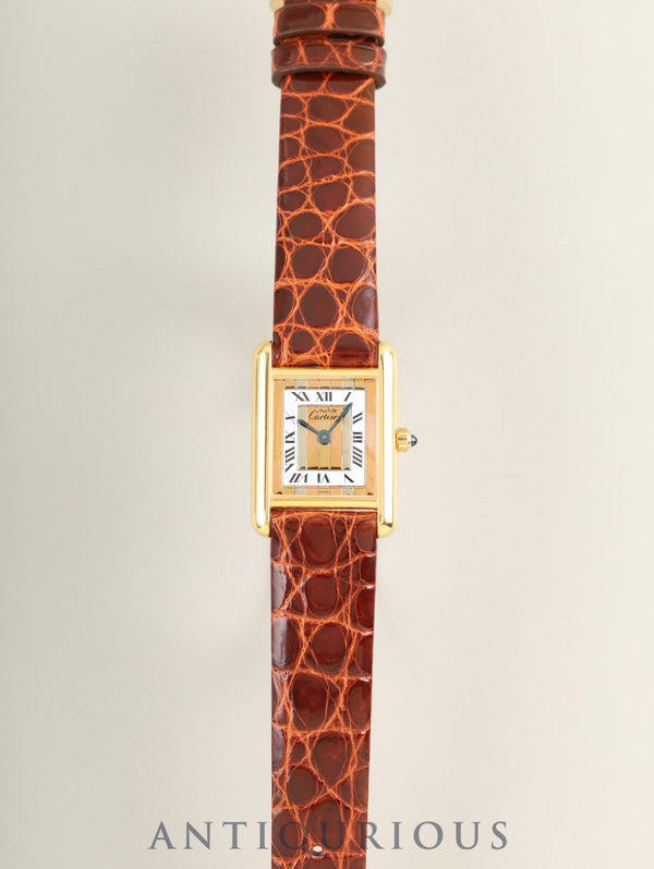 カルティエ マストタンク SM 3 66001 クォーツ Cal.66 SV925 革 純正ピンバックル（GP） フロントトリニティ文字盤（SWISS表記）  オーバーホール済み 新品仕上げ済み