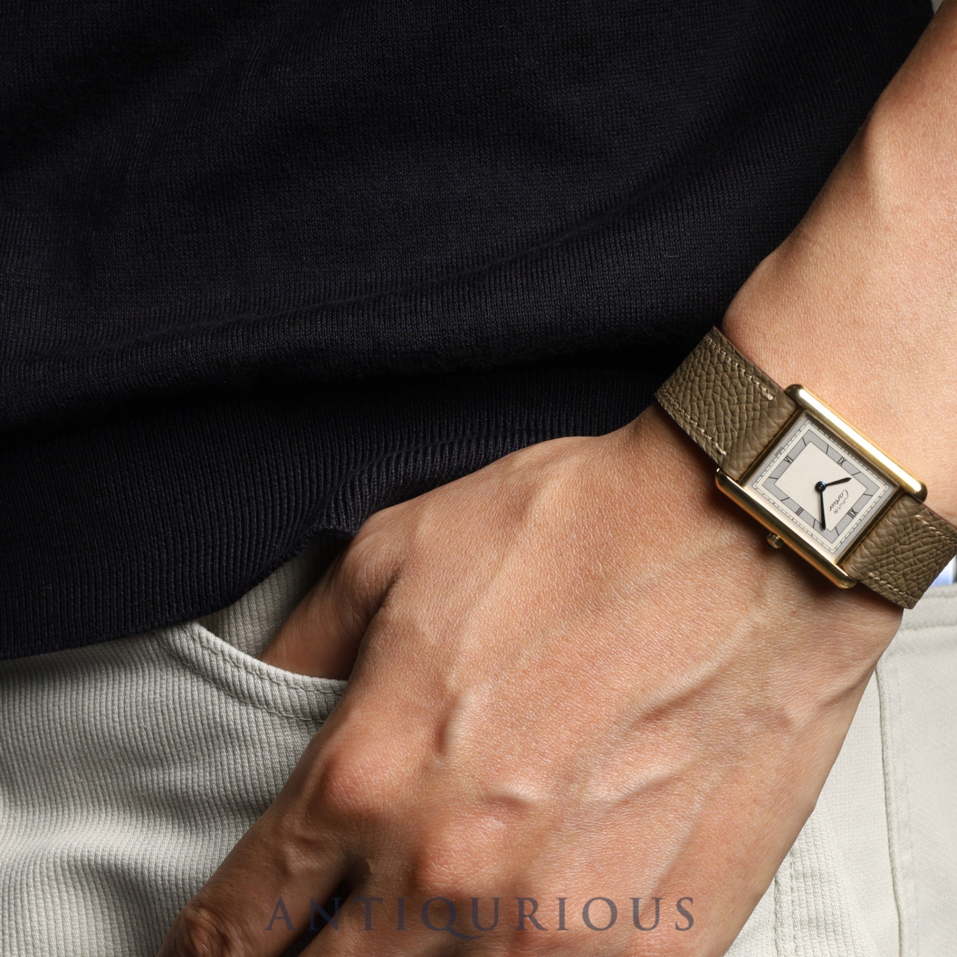 Cartier Must Tank LM 6 81006 Quartz Cal.81 SV925 Leather Genuine Buckle (GP) Silver Flying Roman Dial Overhauled