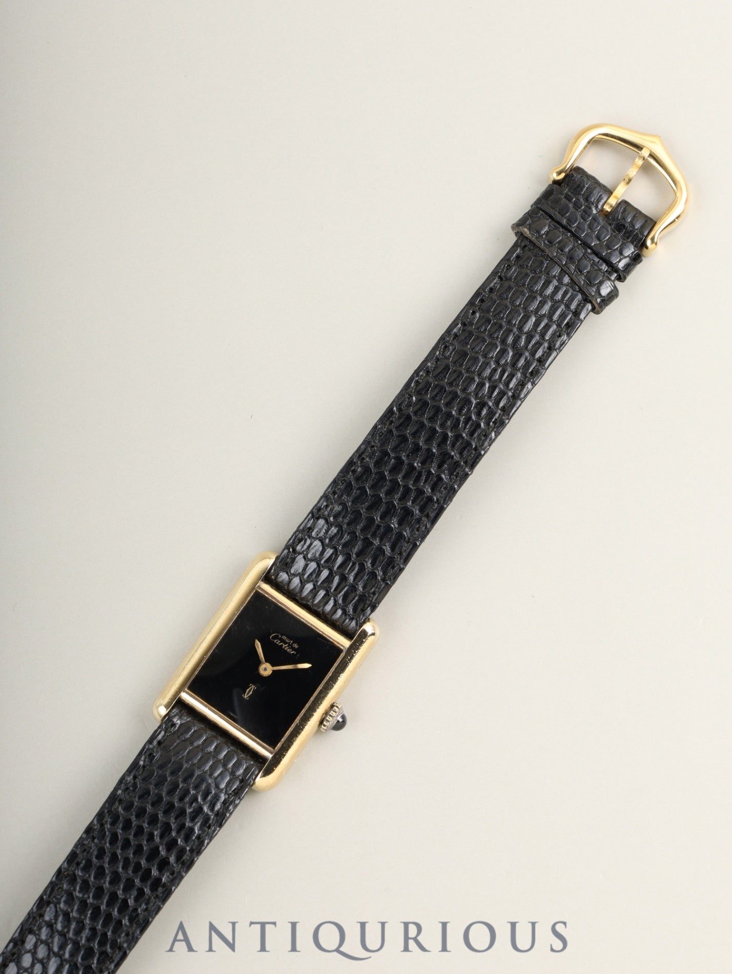 Cartier Must Tank SM Manual winding Cal.78-1 SV925 Original leather strap Original pin buckle Onyx dial (SWISS表記) Overhauled