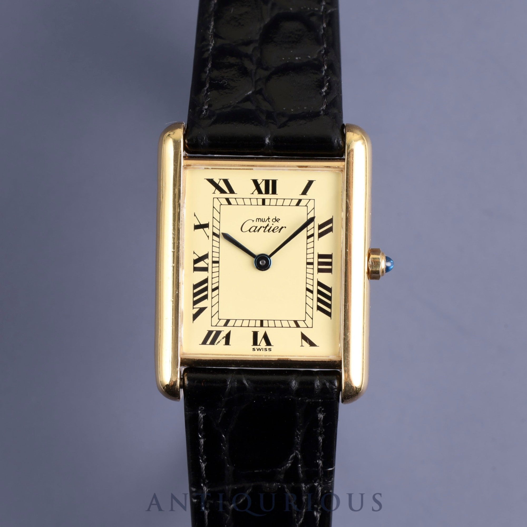 Cartier Must Tank LM 6 81006 Quartz Cal.81 SV925 Leather Genuine Buckle (GP) Ivory Roman Dial Overhauled and Finished to Like New