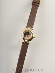 カルティエ マストコリゼ 590002 クォーツ Cal.90 SV925 革 純正尾錠（GP）ゴールド文字盤 オーバーホール済み