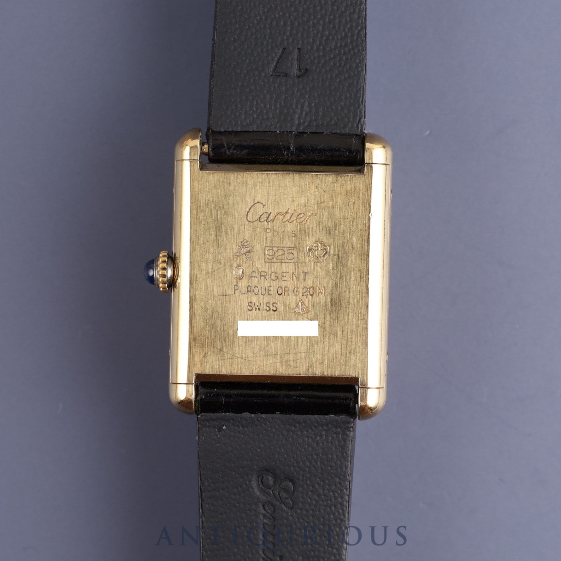 Cartier Must Tank LM Manual winding Cal.78-1 SV925 Leather Genuine buckle (GP) Black onyx dial Box Overhauled