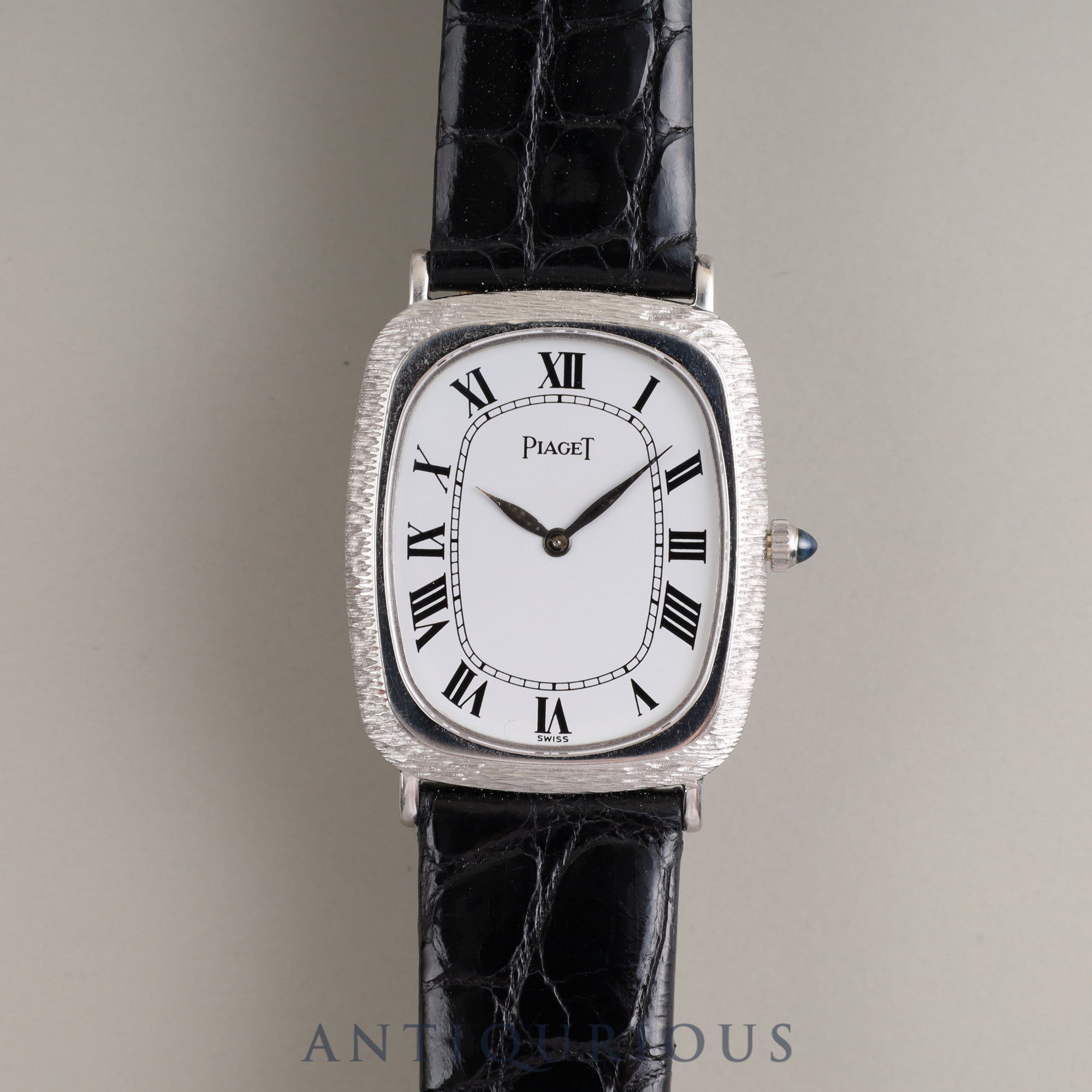 Piaget cushion case 9251 hand-wound Cal.9P2 WG leather genuine buckle (750) white dial box warranty (1988)