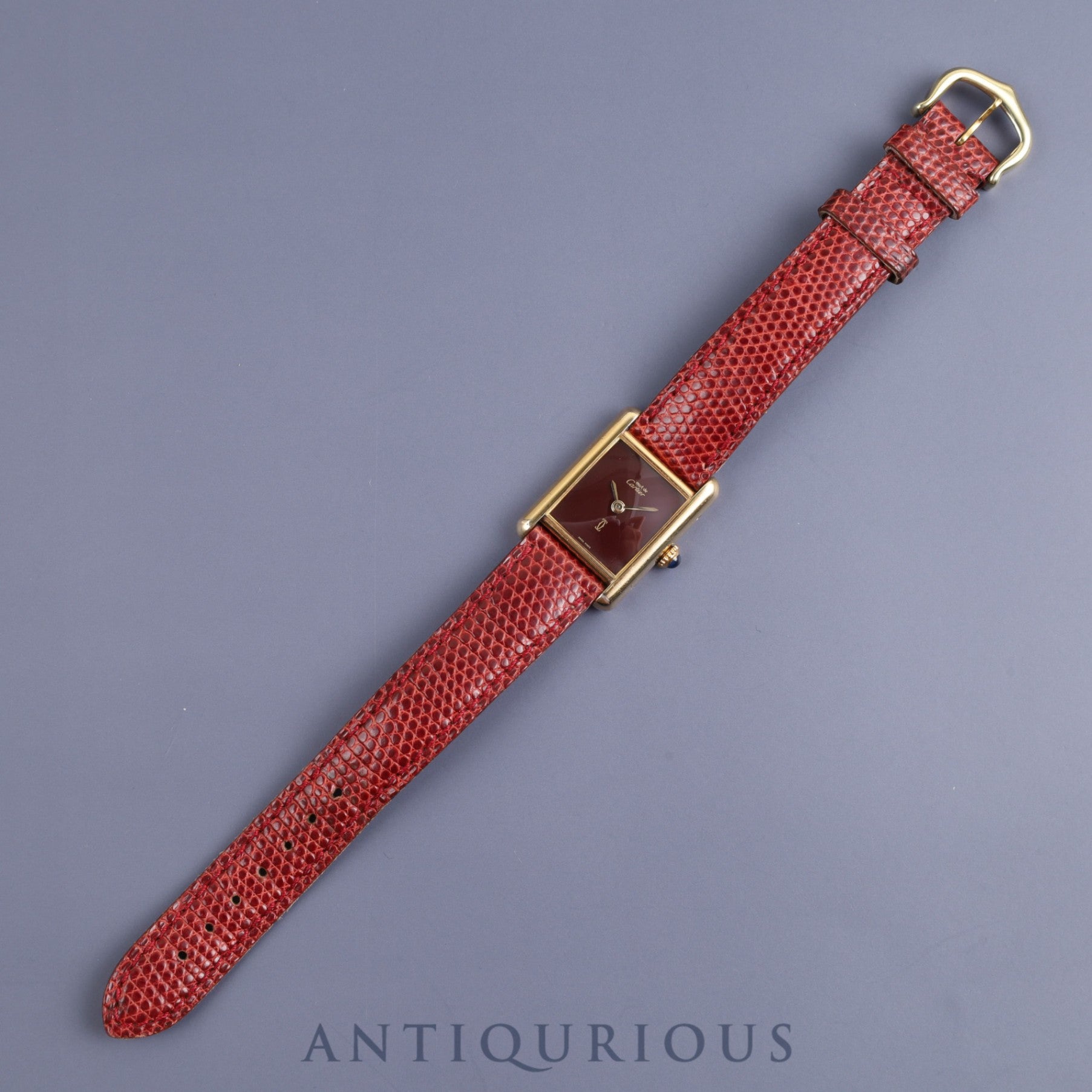 Cartier Must Tank SM Manual winding Cal.78-1 SV925 Genuine leather strap Genuine buckle (GP) Bordeaux dial 1980s Mid 1980s to 1994 Overhauled