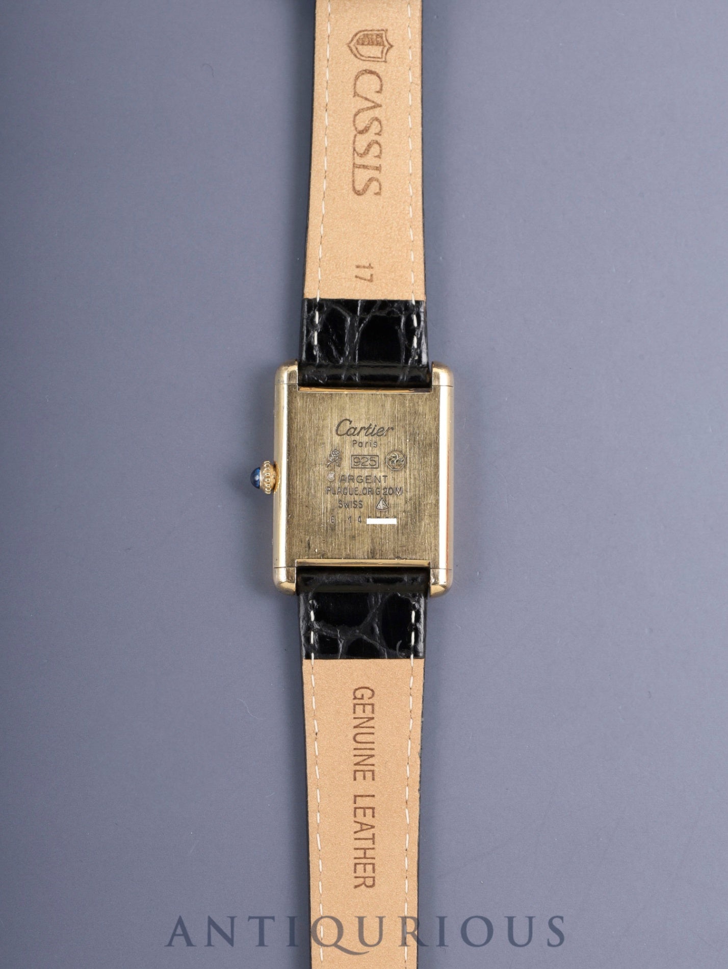 Cartier Must Tank LM 6 Hand-wound Cal.78-1 SV925 Leather Genuine Pin Buckle (GP) Black Roman Dial (SWISS marking) Overhauled