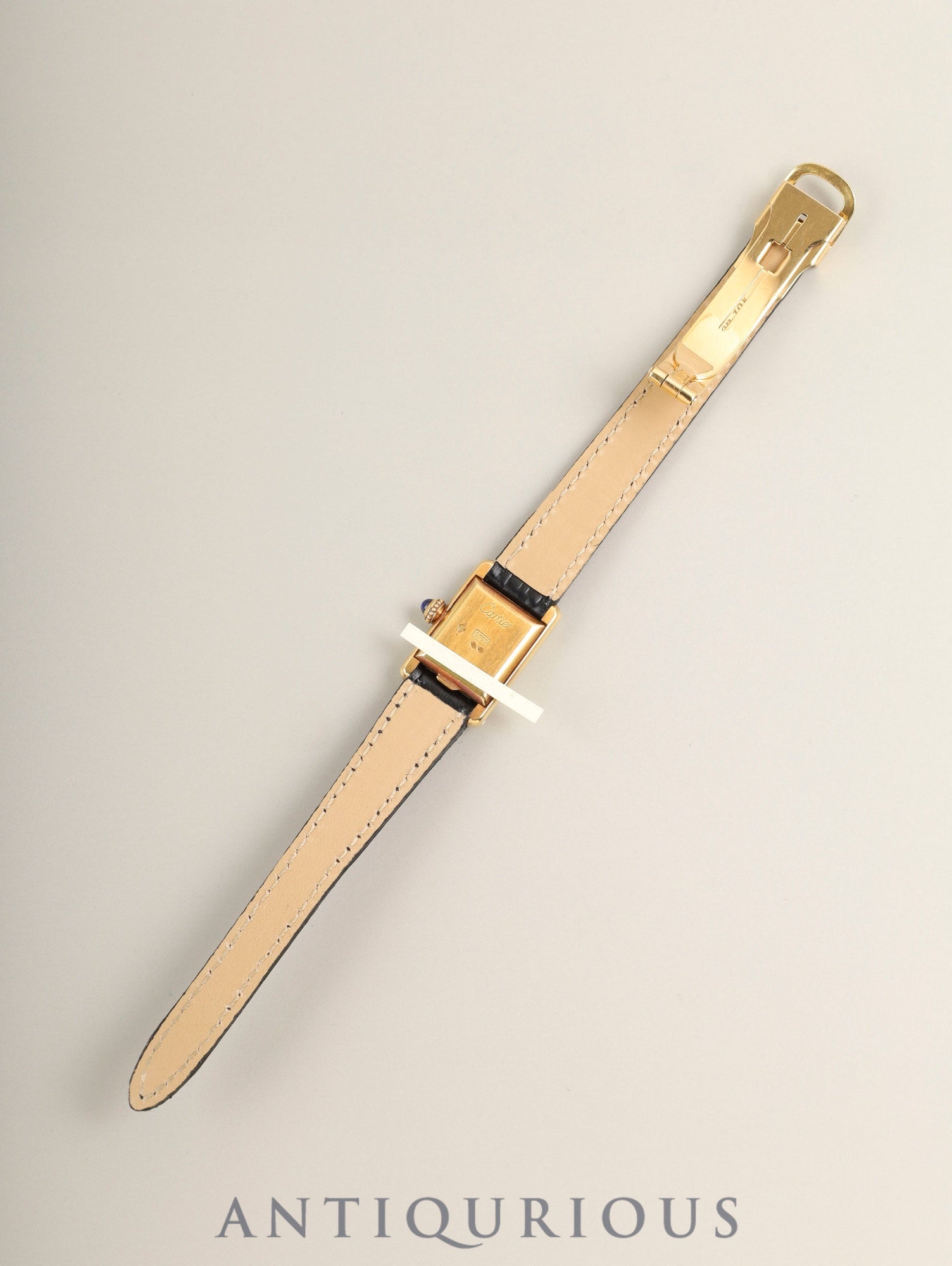 カルティエ ミニ タンク 64262 手巻き Cal.AS1722 750YG 革 純正Dバックル（18K）ホワイトローマン文字盤（PARIS表記）純正レザーベルト付き オーバーホール済み