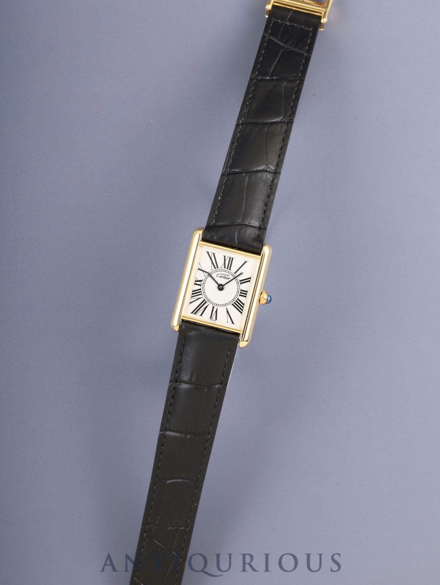 Cartier Must Tank LM 590005 Quartz Cal.90 SV925 Leather Genuine D-Buckle (GP) Opaline Dial (SWISS marking) Overhauled Polished