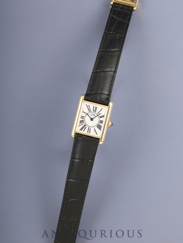 カルティエ マストタンク LM 590005 クォーツ Cal.90 SV925 革 純正Dバックル（GP）オパラン文字盤（SWISS表記） オーバーホール済み 新品仕上げ済み