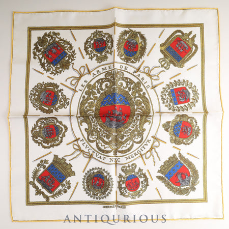 Hermes scarf Carré 45 Paris coat of arms A weapon that will never sink, even if it floats 100% SILK